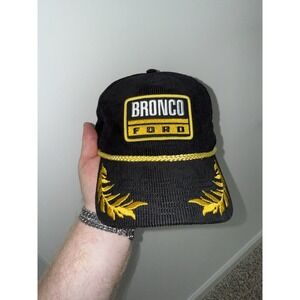 Ford Bronco Corduroy Rope Trucker Hat‎ Cap Black Gold Snapback Captain Hat